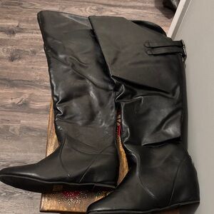 Black over the Knee Leather Boots